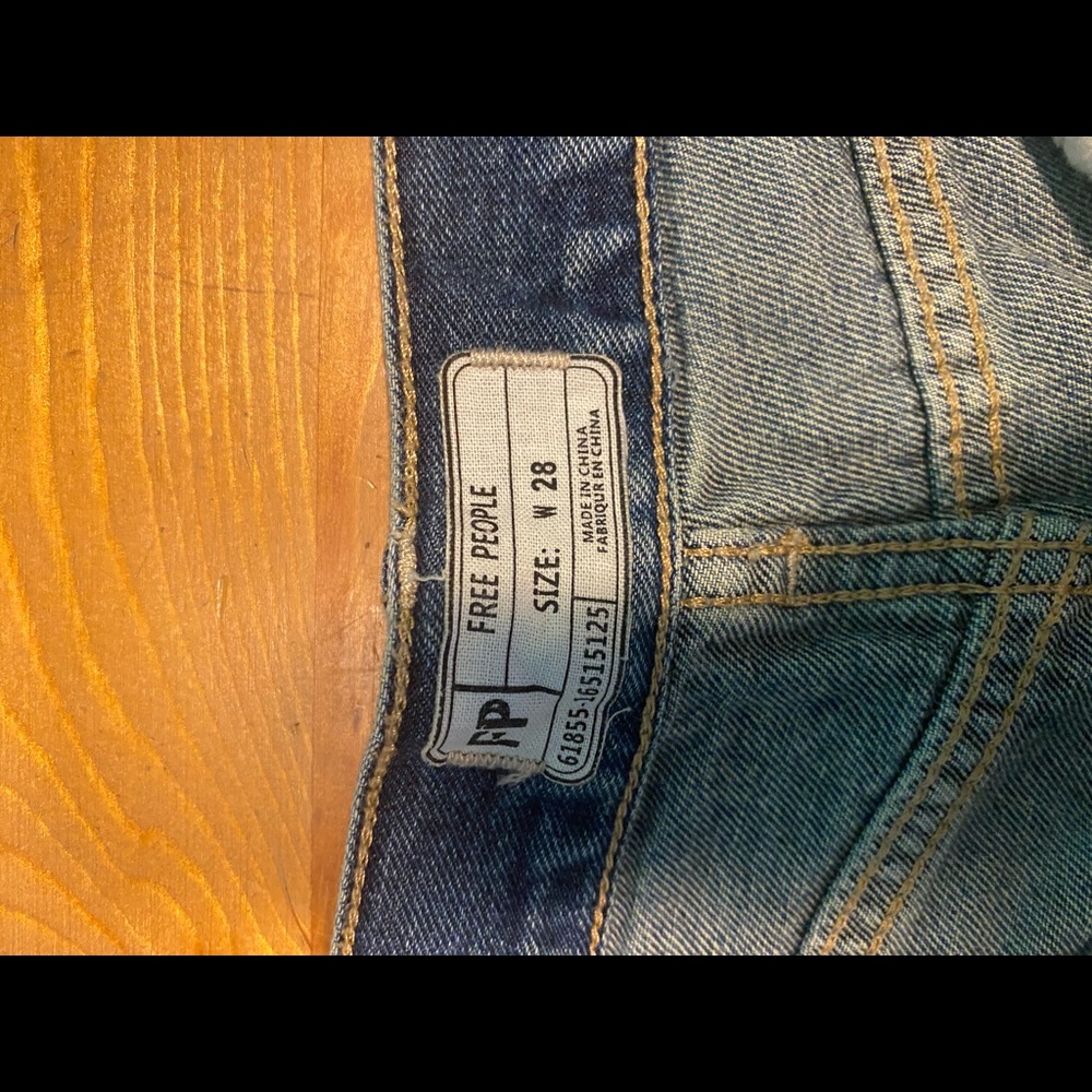 Free People High Waist Crochet Lace Denim Shorts - Picture 4 of 6